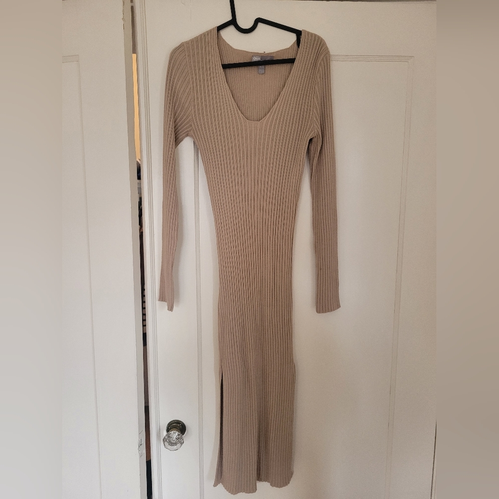 Asos Beige Bodycon Midi Dress Size 8